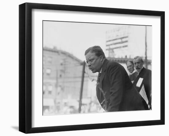 Theodore Roosevelt Speaking in Yonkers, Ny on October 17, 1910-null-Framed Art Print