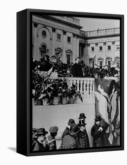 Theodore Roosevelt Speaks During His Inauguration Ceremony-null-Framed Premier Image Canvas