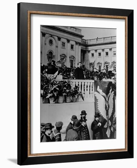 Theodore Roosevelt Speaks During His Inauguration Ceremony-null-Framed Photographic Print