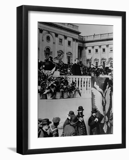 Theodore Roosevelt Speaks During His Inauguration Ceremony-null-Framed Photographic Print