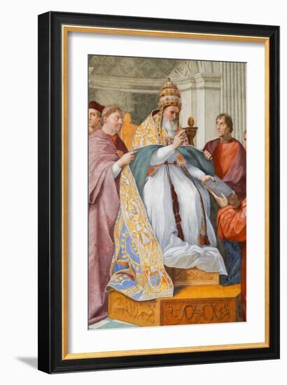 Theological Virtues, with Gregory IX Depicted as Julius Ii, 16Th Century (Fresco)-Raphael (1483-1520)-Framed Giclee Print