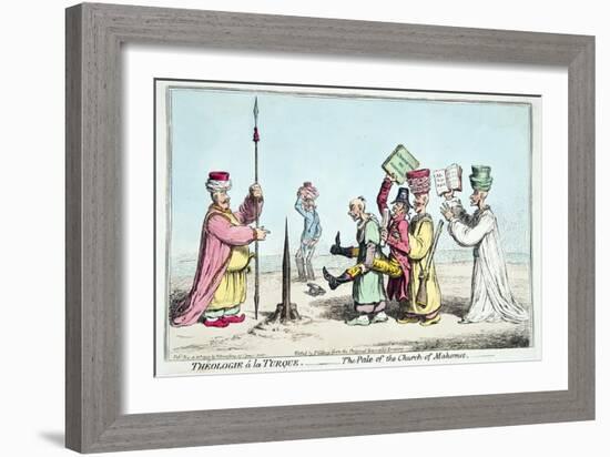 Theologie a La Turque- the Pale of the Church of Mahomet, Published by Hannah Humphrey in 1799-James Gillray-Framed Giclee Print
