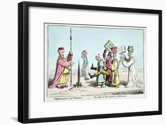 Theologie a La Turque- the Pale of the Church of Mahomet, Published by Hannah Humphrey in 1799-James Gillray-Framed Giclee Print