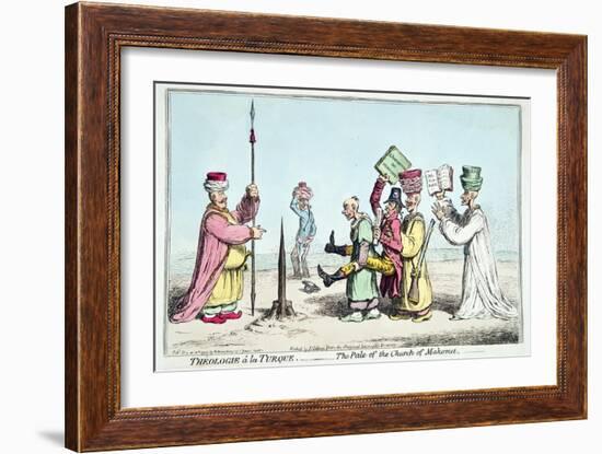 Theologie a La Turque- the Pale of the Church of Mahomet, Published by Hannah Humphrey in 1799-James Gillray-Framed Giclee Print