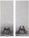 La construction de la Tour Eiffel vue de l'une des tours du palais du Trocadéro-Théophile Féau-Mounted Giclee Print