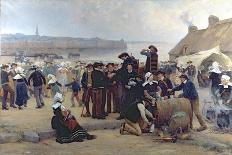 Playing Boules on the Outskirts of Concarneau-Theophile Louis Deyrolle-Mounted Giclee Print