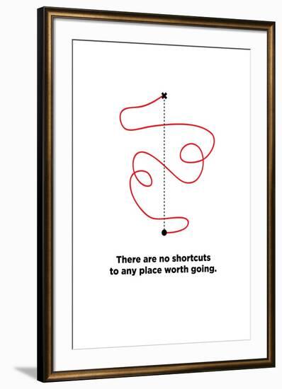 There are No Shortcuts to Any Place worth Going. (Motivational Startup Quote Vector Poster Design)-Orange Vectors-Framed Art Print