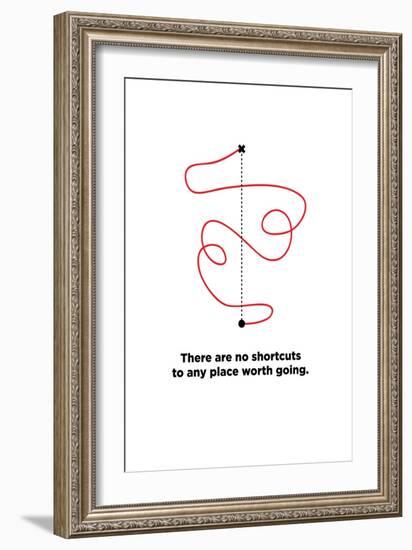 There are No Shortcuts to Any Place worth Going. (Motivational Startup Quote Vector Poster Design)-Orange Vectors-Framed Premium Giclee Print