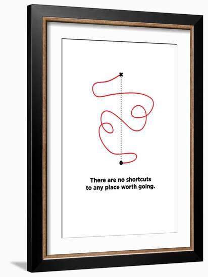 There are No Shortcuts to Any Place worth Going. (Motivational Startup Quote Vector Poster Design)-Orange Vectors-Framed Premium Giclee Print