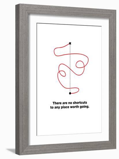 There are No Shortcuts to Any Place worth Going. (Motivational Startup Quote Vector Poster Design)-Orange Vectors-Framed Art Print