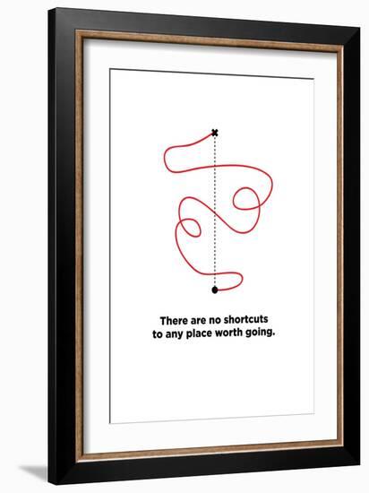 There are No Shortcuts to Any Place worth Going. (Motivational Startup Quote Vector Poster Design)-Orange Vectors-Framed Art Print