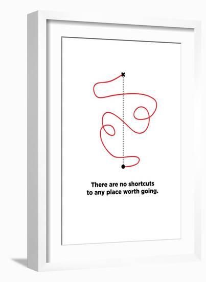 There are No Shortcuts to Any Place worth Going. (Motivational Startup Quote Vector Poster Design)-Orange Vectors-Framed Art Print