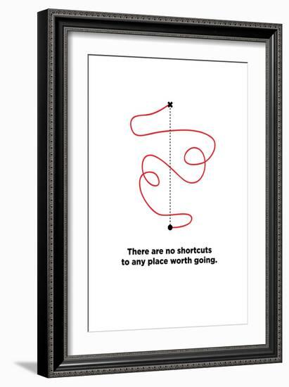 There are No Shortcuts to Any Place worth Going. (Motivational Startup Quote Vector Poster Design)-Orange Vectors-Framed Art Print