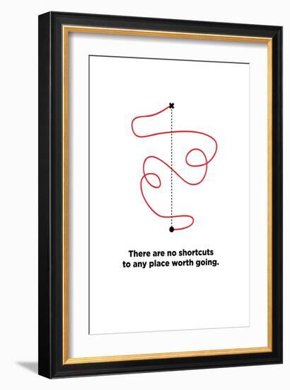 There are No Shortcuts to Any Place worth Going. (Motivational Startup Quote Vector Poster Design)-Orange Vectors-Framed Art Print