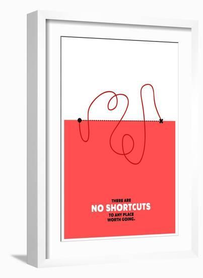 There are No Shortcuts to Any Place worth Going. (Motivational Startup Quote Vector Poster Design)-Orange Vectors-Framed Art Print