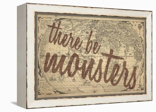 There Be Monsters - 1562, World Map-null-Framed Premier Image Canvas