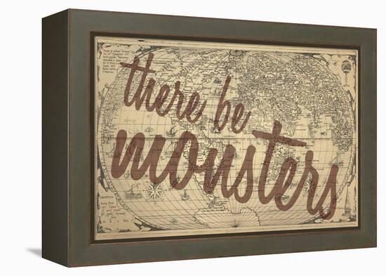 There Be Monsters - 1562, World Map-null-Framed Premier Image Canvas