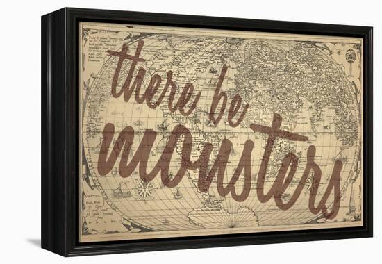 There Be Monsters - 1562, World Map-null-Framed Premier Image Canvas