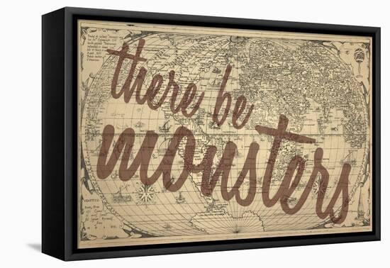 There Be Monsters - 1562, World Map-null-Framed Premier Image Canvas