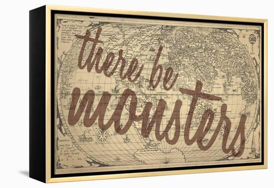 There Be Monsters - 1562, World Map-null-Framed Premier Image Canvas