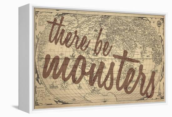 There Be Monsters - 1562, World Map-null-Framed Premier Image Canvas