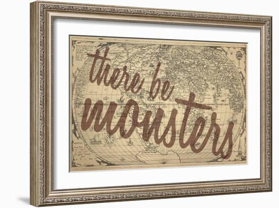 There Be Monsters - 1562, World Map-null-Framed Giclee Print