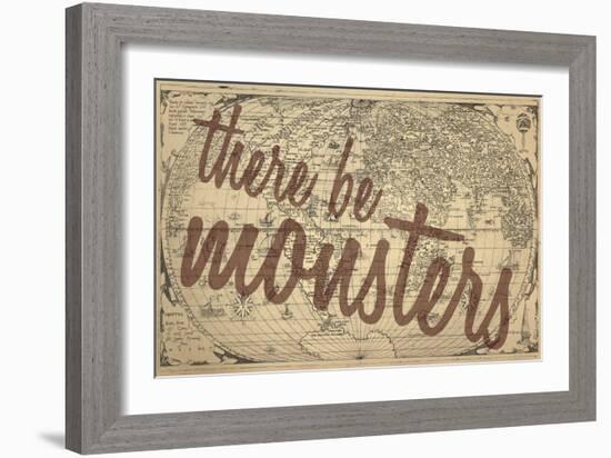 There Be Monsters - 1562, World Map-null-Framed Giclee Print