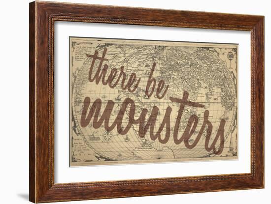 There Be Monsters - 1562, World Map-null-Framed Giclee Print