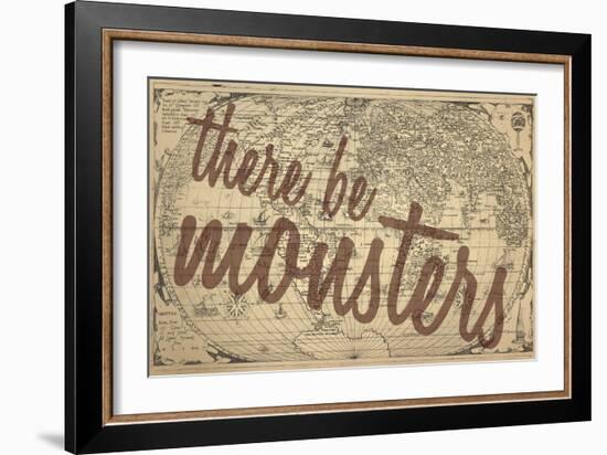 There Be Monsters - 1562, World Map-null-Framed Giclee Print