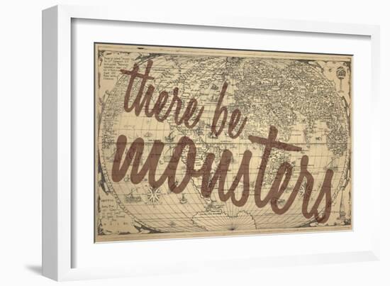 There Be Monsters - 1562, World Map-null-Framed Giclee Print