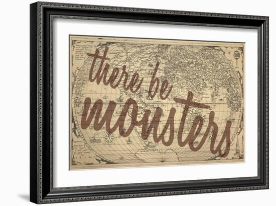 There Be Monsters - 1562, World Map-null-Framed Giclee Print