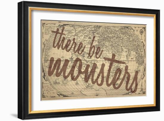 There Be Monsters - 1562, World Map-null-Framed Giclee Print