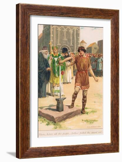 There before All the People, Arthur Pulled the Sword Out of the Stone-William Henry Margetson-Framed Giclee Print