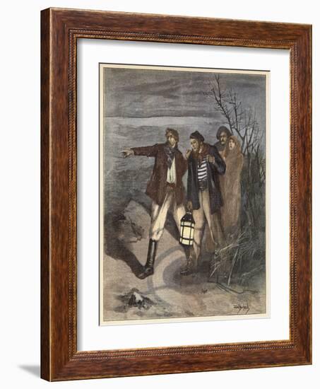 There?S Been a Landslip, Said David, Hoarsely. I Got Nearly Dragged in Myself (Colour Litho)-Dudley Hardy-Framed Giclee Print