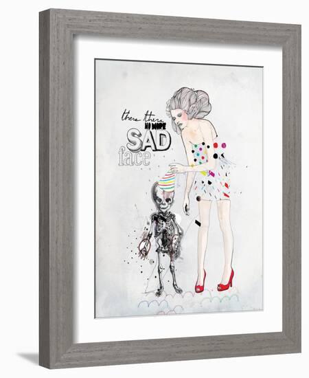 There, There No More Sad Face-Mydeadpony-Framed Art Print