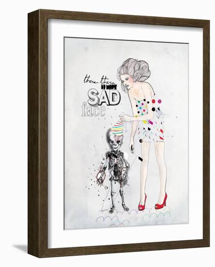 There, There No More Sad Face-Mydeadpony-Framed Art Print