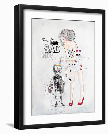 There, There No More Sad Face-Mydeadpony-Framed Art Print