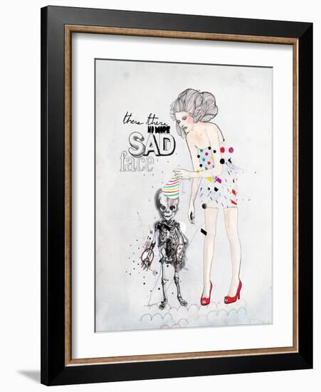 There, There No More Sad Face-Mydeadpony-Framed Art Print