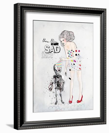 There, There No More Sad Face-Mydeadpony-Framed Art Print