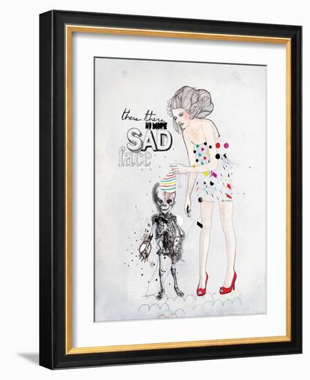 There, There No More Sad Face-Mydeadpony-Framed Art Print