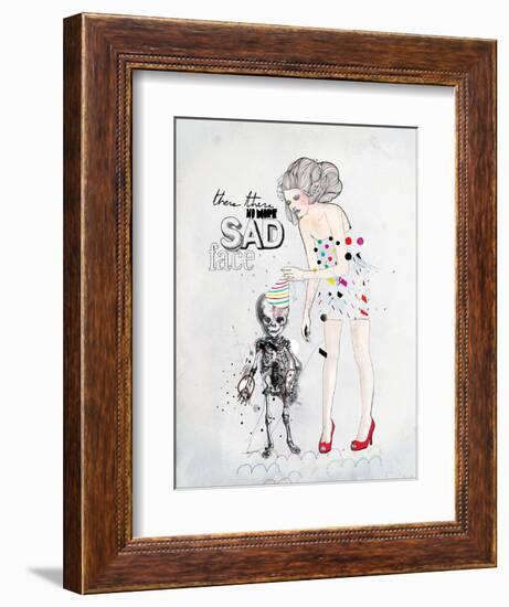 There, There No More Sad Face-Mydeadpony-Framed Art Print