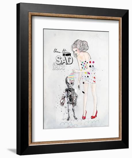 There, There No More Sad Face-Mydeadpony-Framed Art Print