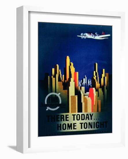 There Today, Home Tonight', Advertisement for Twa, the Transcontinental Airlines-null-Framed Giclee Print