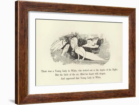 There Was a Young Lady in White, Who Looked Out at the Depths of the Night-Edward Lear-Framed Giclee Print