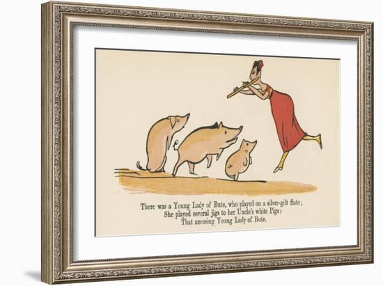 There Was a Young Lady of Bute, Who Played on a Silver-Gilt Flute-Edward Lear-Framed Giclee Print