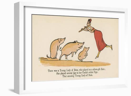 There Was a Young Lady of Bute, Who Played on a Silver-Gilt Flute-Edward Lear-Framed Giclee Print