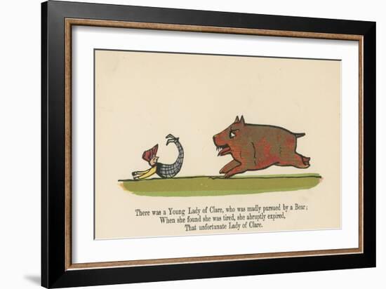 There Was a Young Lady of Clare, Who Was Madly Pursued by a Bear from 'A Book of Nonsense'-Edward Lear-Framed Giclee Print