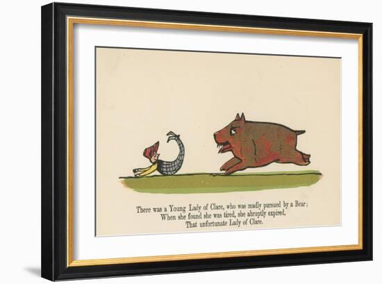 There Was a Young Lady of Clare, Who Was Madly Pursued by a Bear from 'A Book of Nonsense'-Edward Lear-Framed Giclee Print