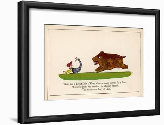 There was a Young Lady of Clare Who was Madly Pursued by a Bear-Edward Lear-Framed Art Print