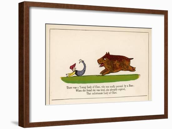 There was a Young Lady of Clare Who was Madly Pursued by a Bear-Edward Lear-Framed Art Print